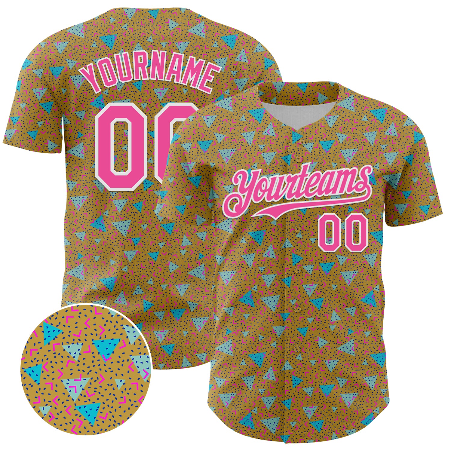 3DPattern5056_1500x.jpg Old Gold Pink-White 3D Pattern Design Geometric Shape Authentic Baseball Jersey - Image 1