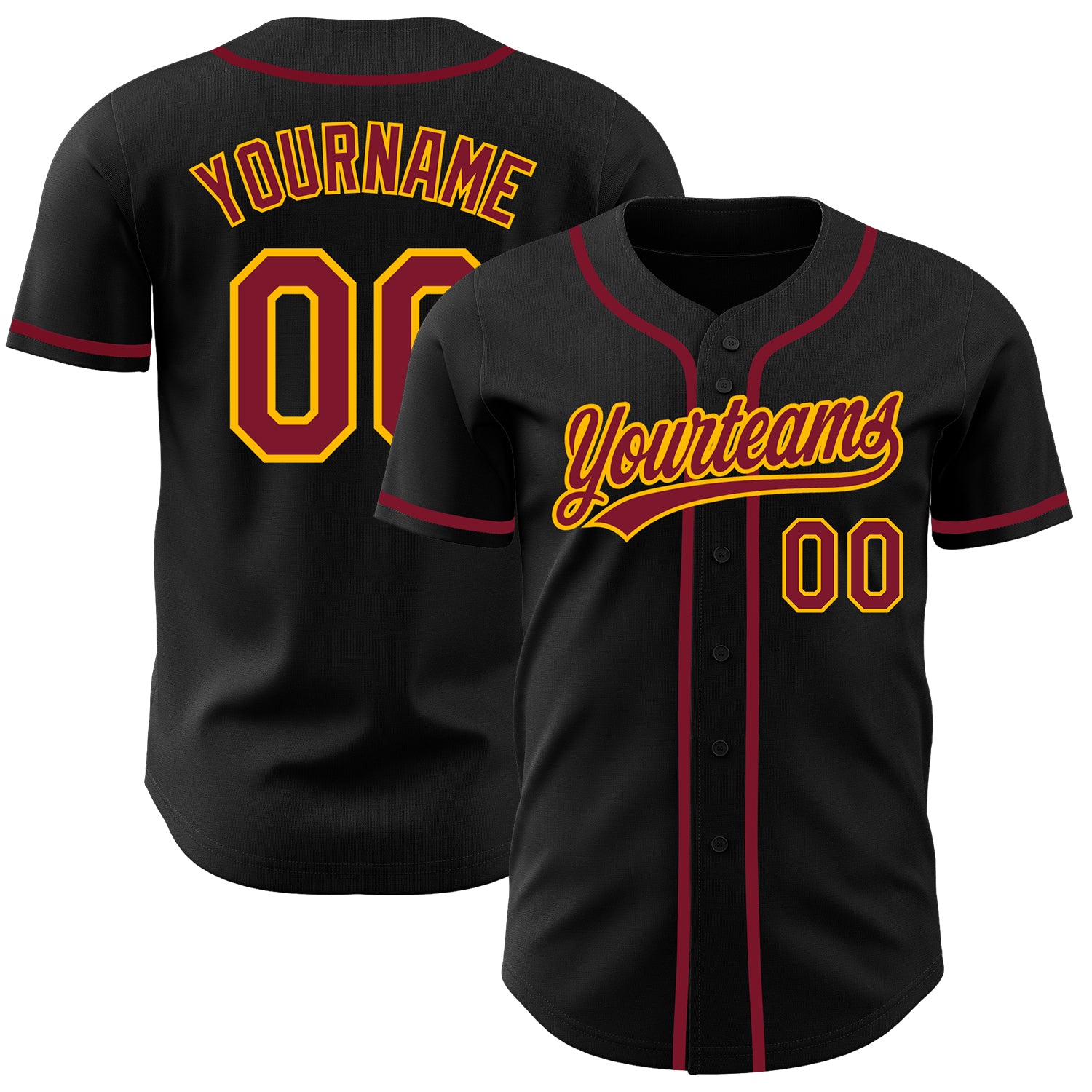 Black1248_570ba1e2-0044-4140-8f87-c2f31833d1bc_1500x.jpg Black Crimson-Gold Authentic Baseball Jersey - Image 1