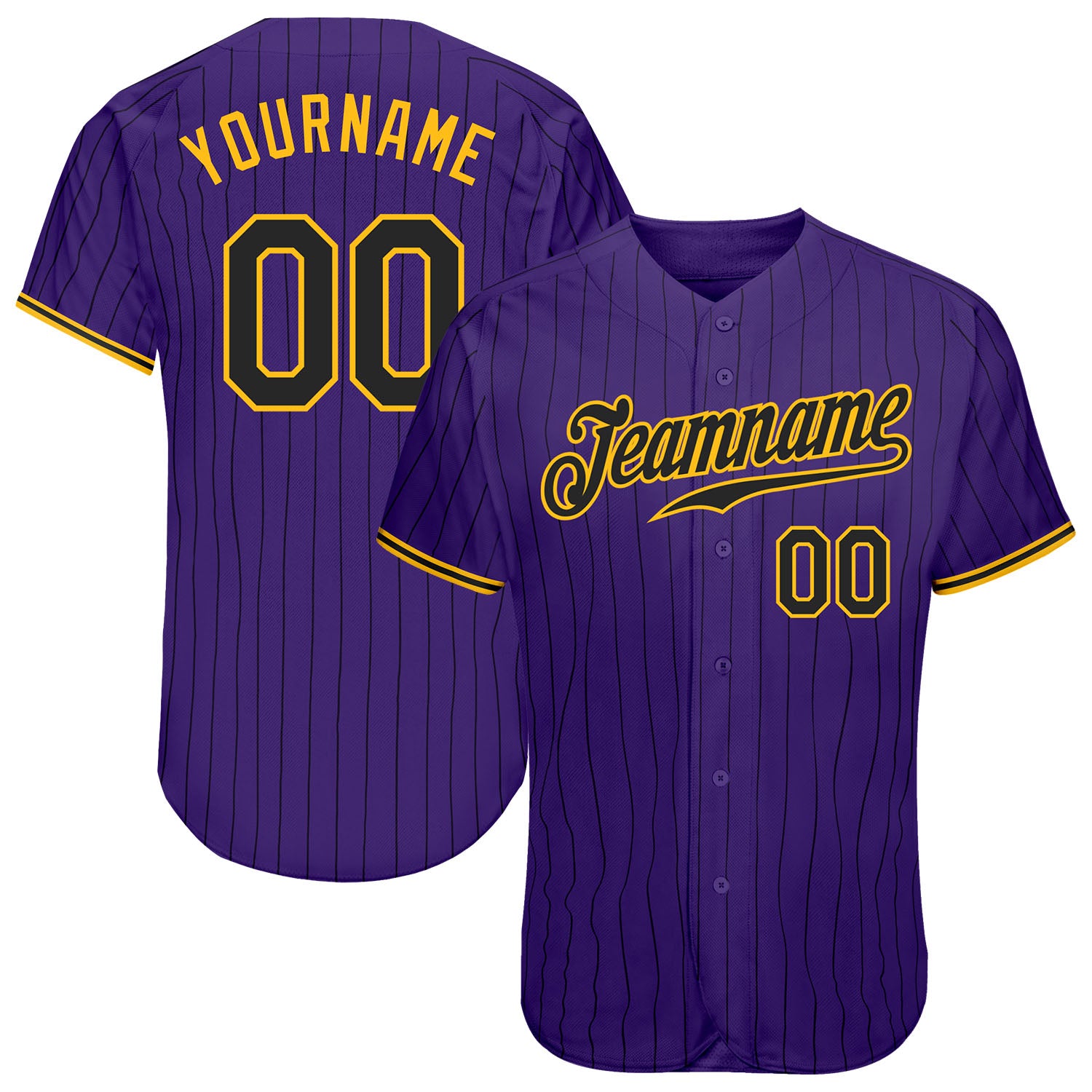 Purple0088_1500x.jpg Black Gray Pinstripe White-Gray Authentic Baseball Jersey - Image 1