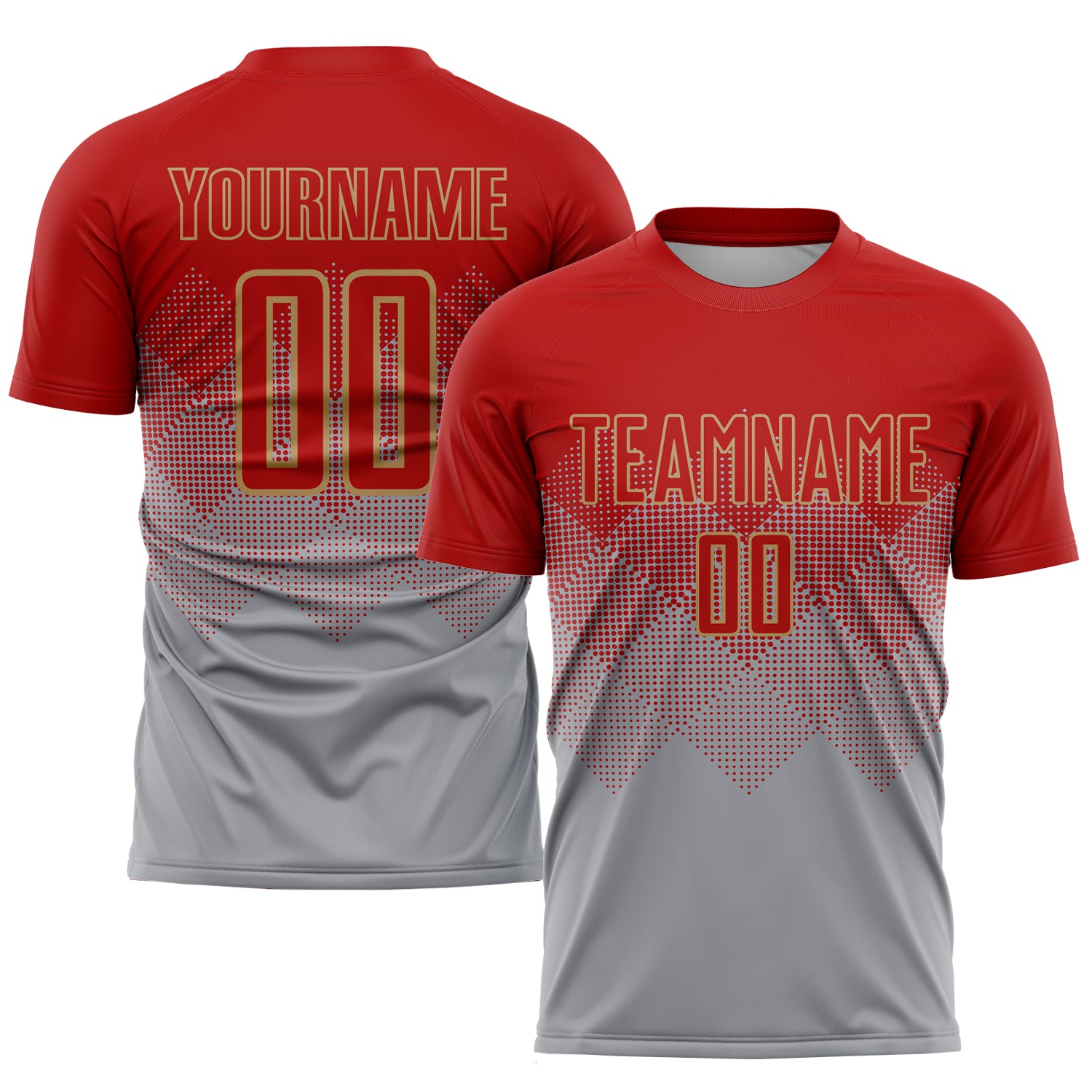 Soccer0608_1500x.jpg Gray Red-Old Gold Sublimation Soccer Uniform Jersey - Image 1