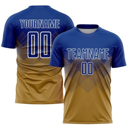Old Gold Royal-White Sublimation Soccer Uniform Jersey