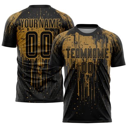 Old Gold Black Sublimation Soccer Uniform Jersey