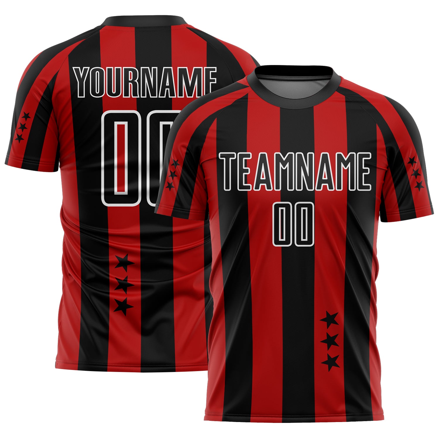 Soccer1077_1500x.jpg Red Black-White Stars And Squares Sublimation Soccer Uniform Jersey - Image 1