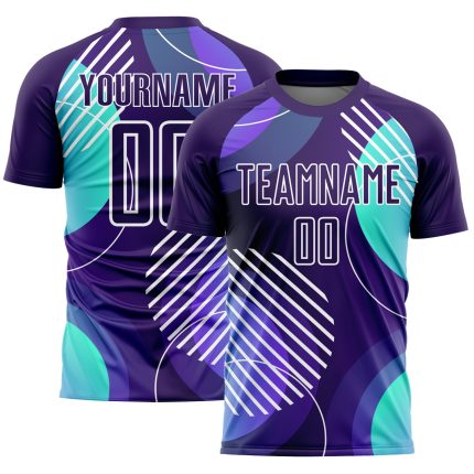 Dark Purple White Geometric Shapes Sublimation Soccer Uniform Jersey