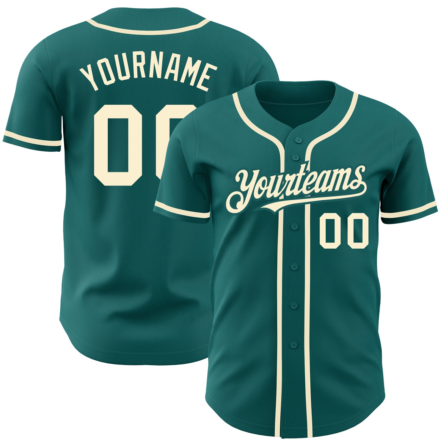 Teal0181_1500x.jpg Teal Cream Authentic Baseball Jersey - Image 1